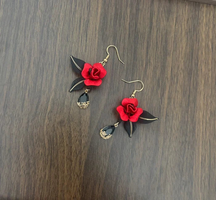 PF237 - Red Rose Chanhua Earrings - Wholesale