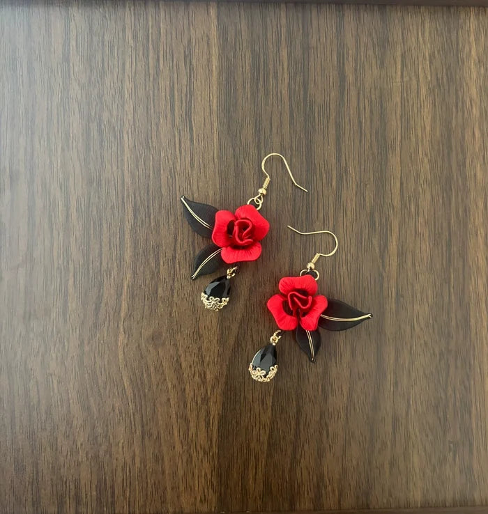 PF237 - Red Rose Chanhua Earrings - Wholesale