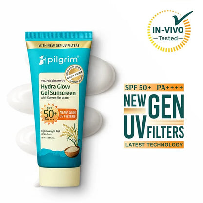 PILGRIM 5% NIACINAMIDE HYDRA GLOW GEL SUNSCREEN SPF 50+ PA++++ 50ML
