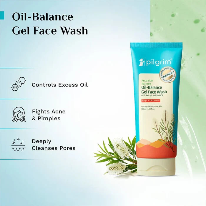 PILGRIM AUSTRALIAN TEA TREE OIL-BALANCE GEL FACE WASH-100ML