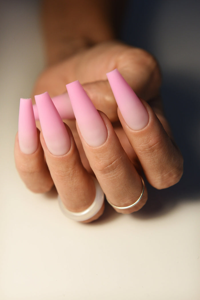 Pink Doll Ombre Press-On Nails – Reusable Strong Acrylic Look | Handmade Girly Nail Set for Party, Beach, Movie Night or Daily Wear