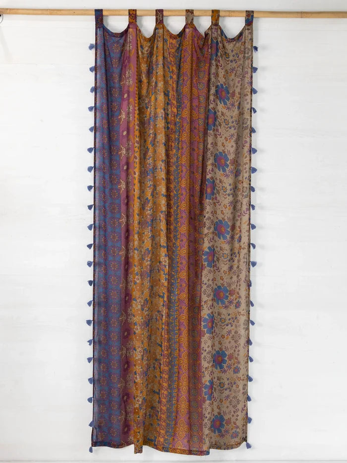 Printed Curtain Panel - Grey Periwinkle Border-view 2