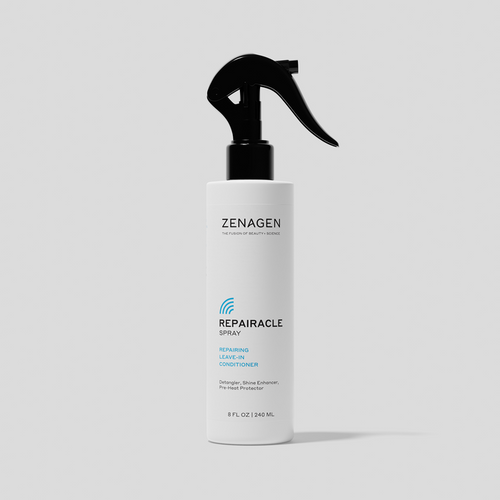 Zenagen Repairacle Spray repairing leave-in conditioner 8 oz bottle detangler, shine enhancer, and heat protectant designed to strengthen and smooth hair.