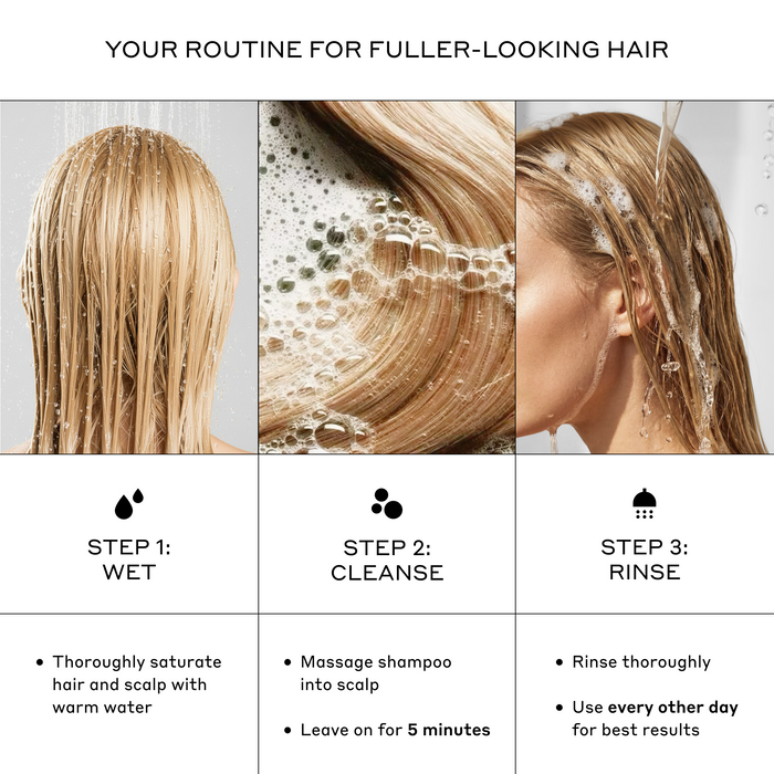 How to use Zenagen Revolve Women's Shampoo—wet hair and scalp, massage shampoo into scalp for 5 minutes, then rinse thoroughly.
