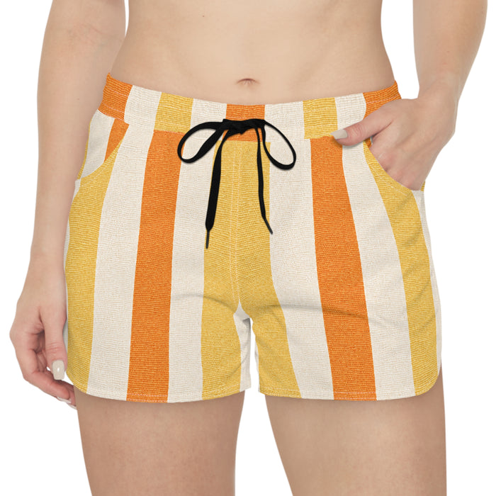 Rum Runner Sunrise Striped Women's Casual Shorts – Beachy Summer Lounge Shorts