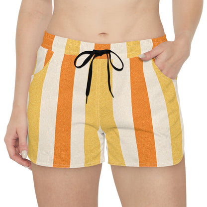 Rum Runner Sunrise Striped Women's Casual Shorts – Beachy Summer Lounge Shorts