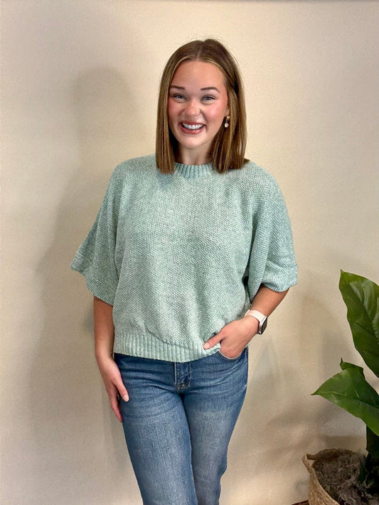 Sage Quarter Sleeve Sweater