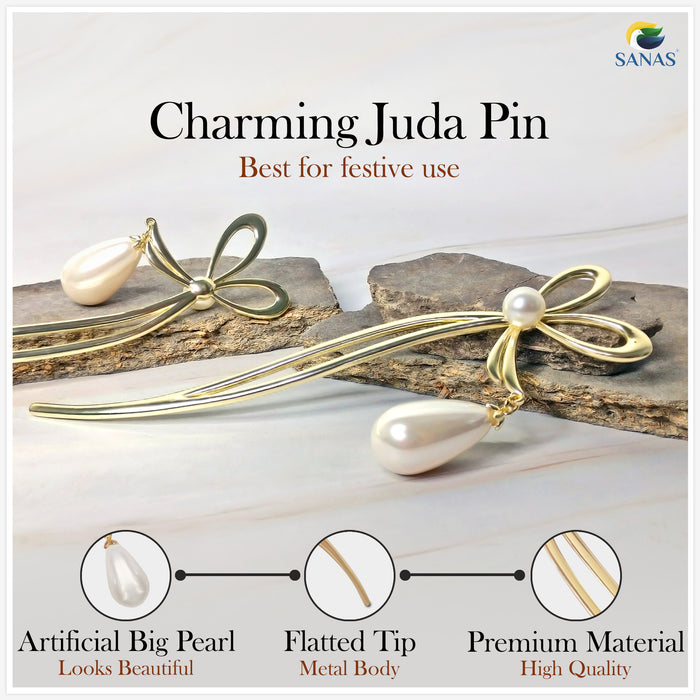 Elegant pearl juda pin for bridal hairstyle