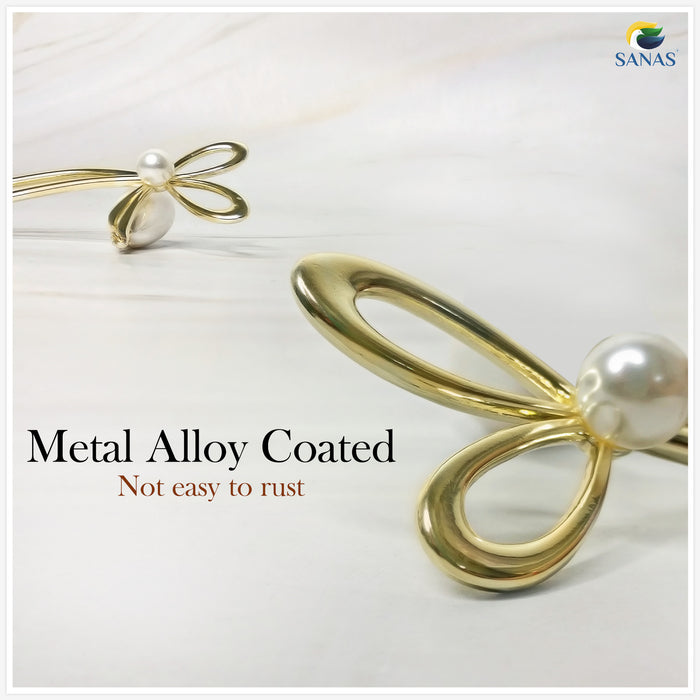 Metal pearl hair stick for traditional bun styling