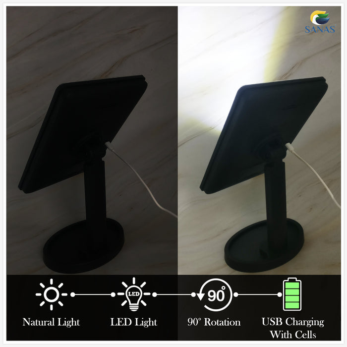 LED tabletop mirror with 180 degree rotation