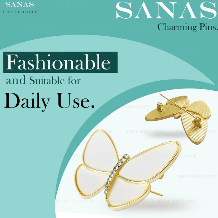 SANAS crystal butterfly hair pin and brooch