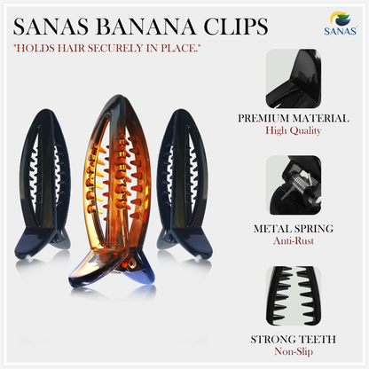 Multicolor SANAS Fishtail Banana Hair Clips for Women and Girls
