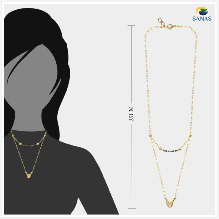 Elegant heart pendant mangalsutra with black beads