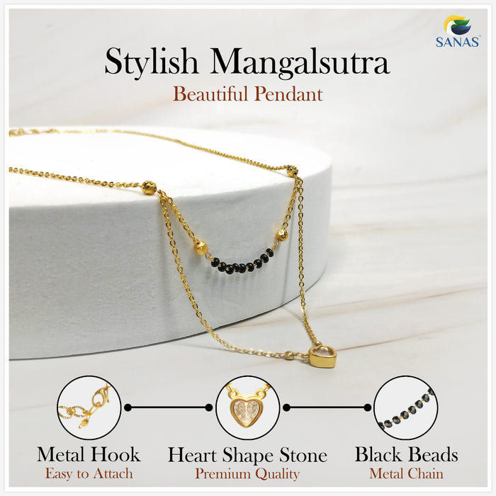 Daily wear heart shape mangalsutra necklace