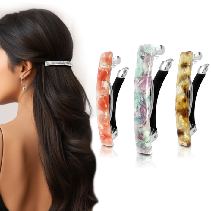 SANAS Rectangle Resin Hair Clips for Women Pack of 3