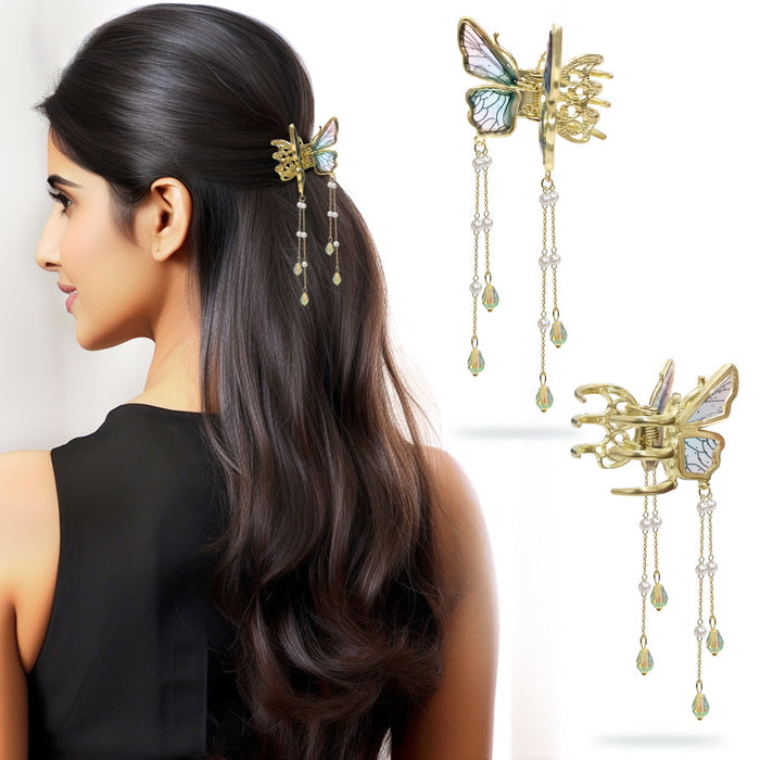 resin tassel butterfly hair clip for women