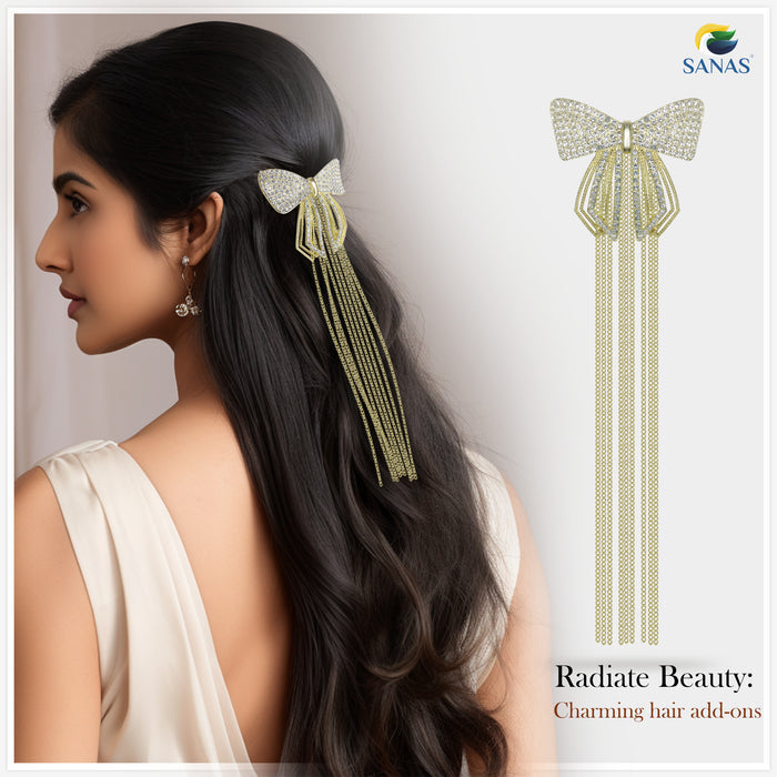 Premium Gold Hair Accessory with Sparkling Rhinestones