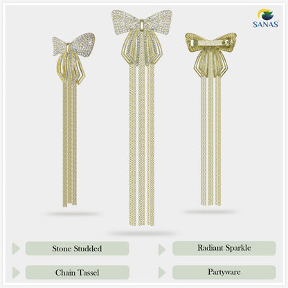 Decorative Gold Hair Clip with Bow Knot Design