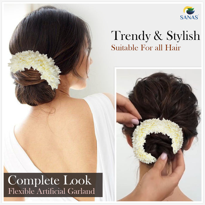 Reusable Fake Mogra Gajra Hair Accessory for Bridal Bun, Festivals and Daily Traditional Wear
