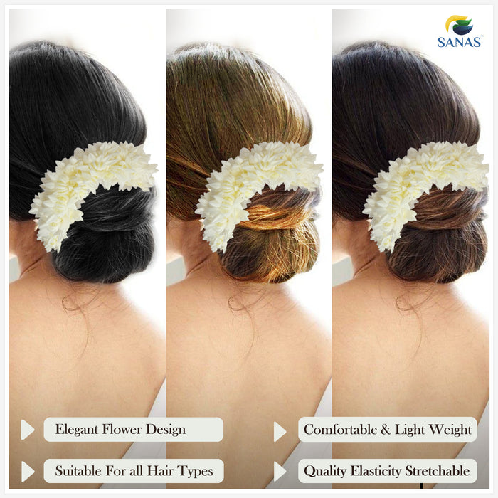 White Artificial Flower Gajra for Hair – Lightweight Scented Hair Decoration for Women