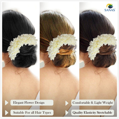 White Artificial Flower Gajra for Hair – Lightweight Scented Hair Decoration for Women