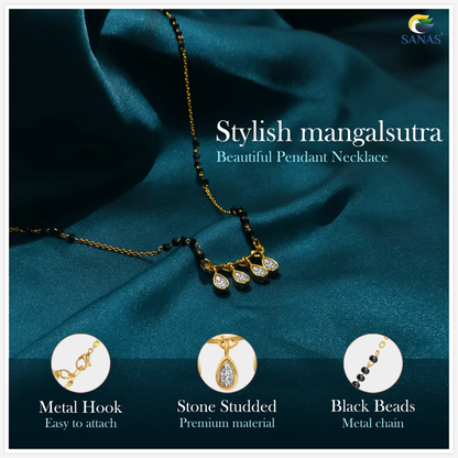Elegant water drop pendant for mangalsutra chain with polished finish