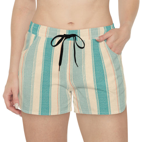 Sea Breeze Inspired Vertical Stripe Women's Casual Shorts — Nautical Summer Lounge Shorts