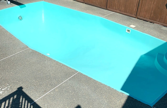 Sea Foam green colored swimming pool bottom. Beautiful sea foam blue green finish.