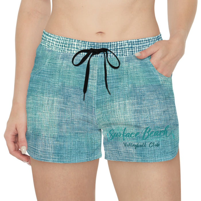 Seascape Beach Women's Casual Shorts – Aqua Linen Texture Lounge Shorts
