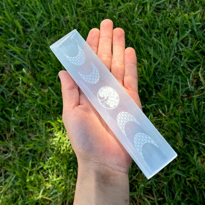 Selenite engraved bar -Moon
