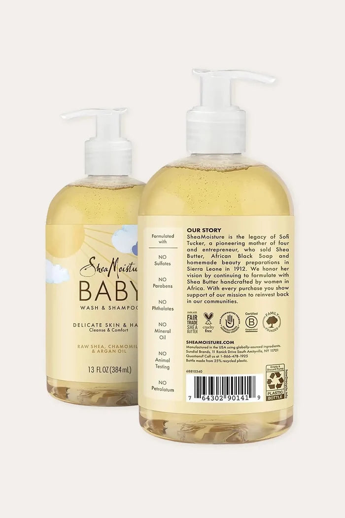 SHEA MOISTURE RAW SHEA CHAMOMILE & ARGAN OIL BABY WASH & SHAMPOO 13oz SHEA MOISTURE