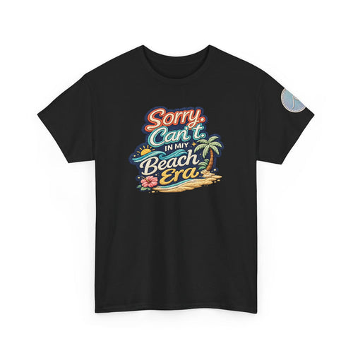 Sorry Can't, In My Beach Era — Retro Tropical Palm Beach Vacation T‑Shirt