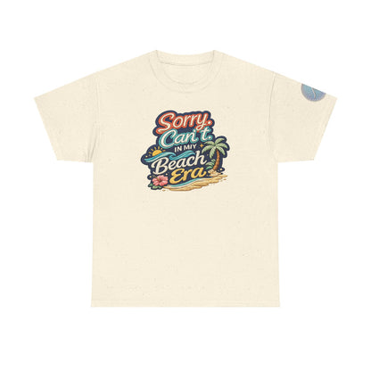 Sorry Can't, In My Beach Era — Retro Tropical Palm Beach Vacation T‑Shirt