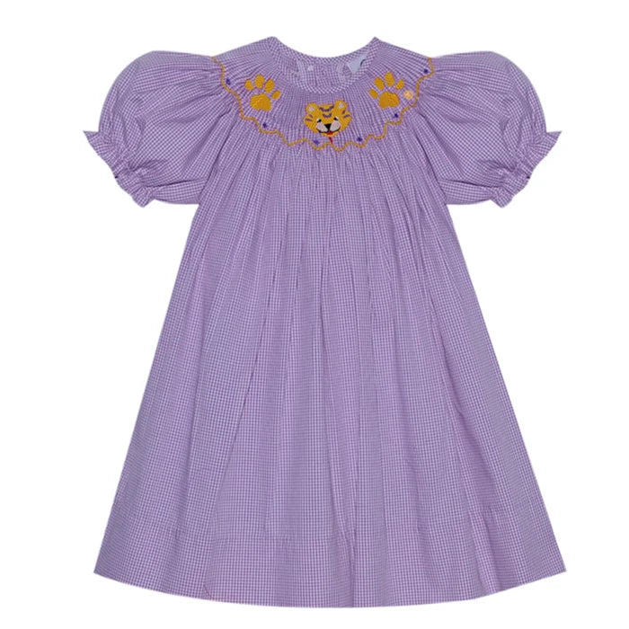 Southern Saturday Tiger Paw Smocked Bishop Dress