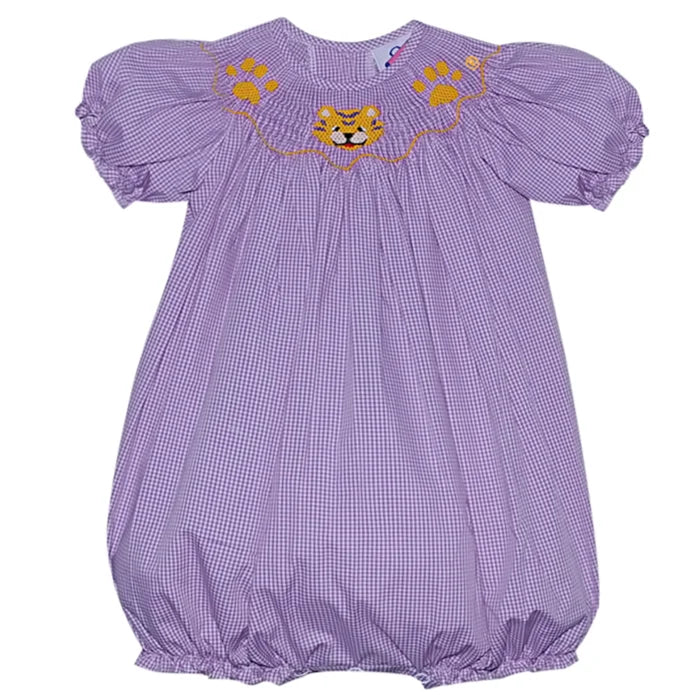 Southern Saturday Tiger Paw Smocked Girl Bubble