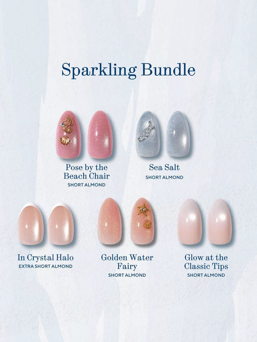 Display of nail polish colors with names on a white background