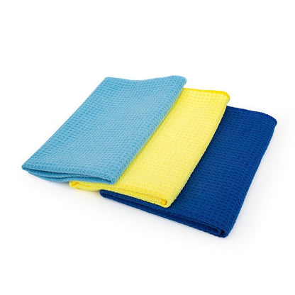 The Rag Company Standard Waffle-Weave Light Blue, Yellow, and Royal Blue