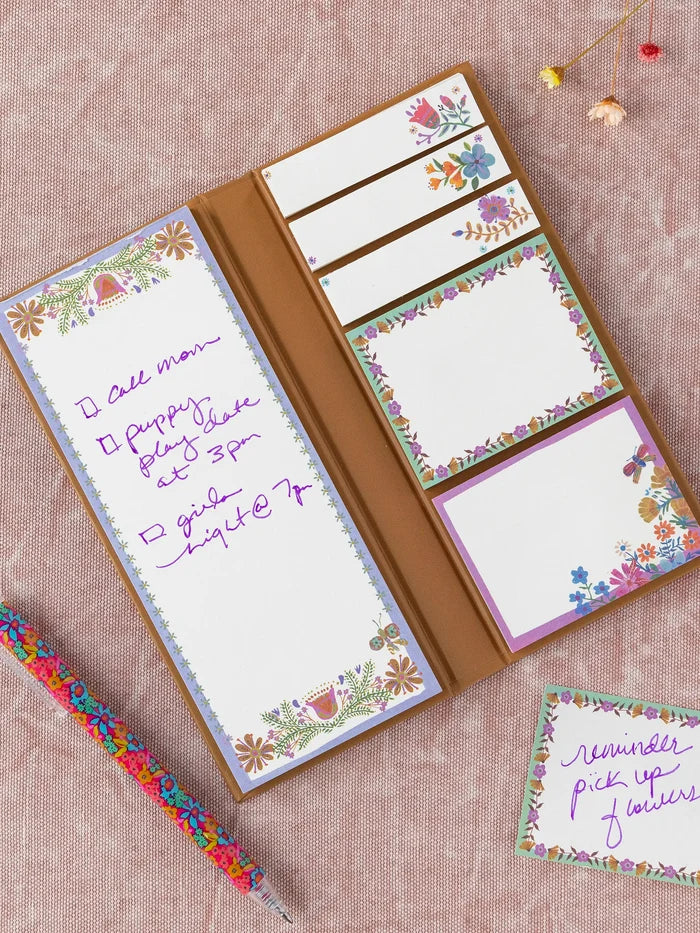 Sticky Note Book - Mustard Folk Flower-view 3