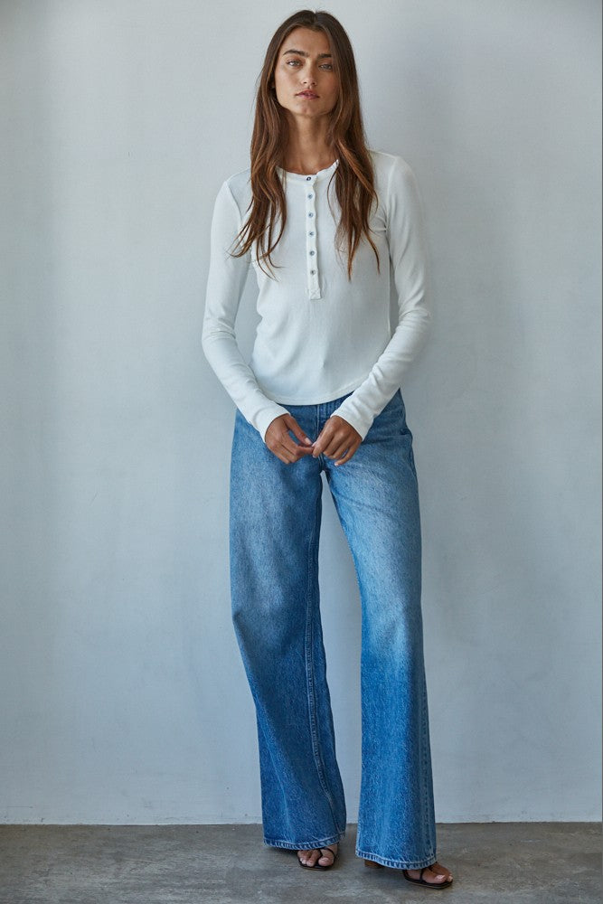 Studio Henley Ribbed Long Sleeve