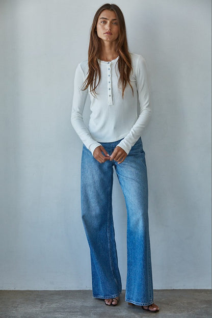 Studio Henley Ribbed Long Sleeve