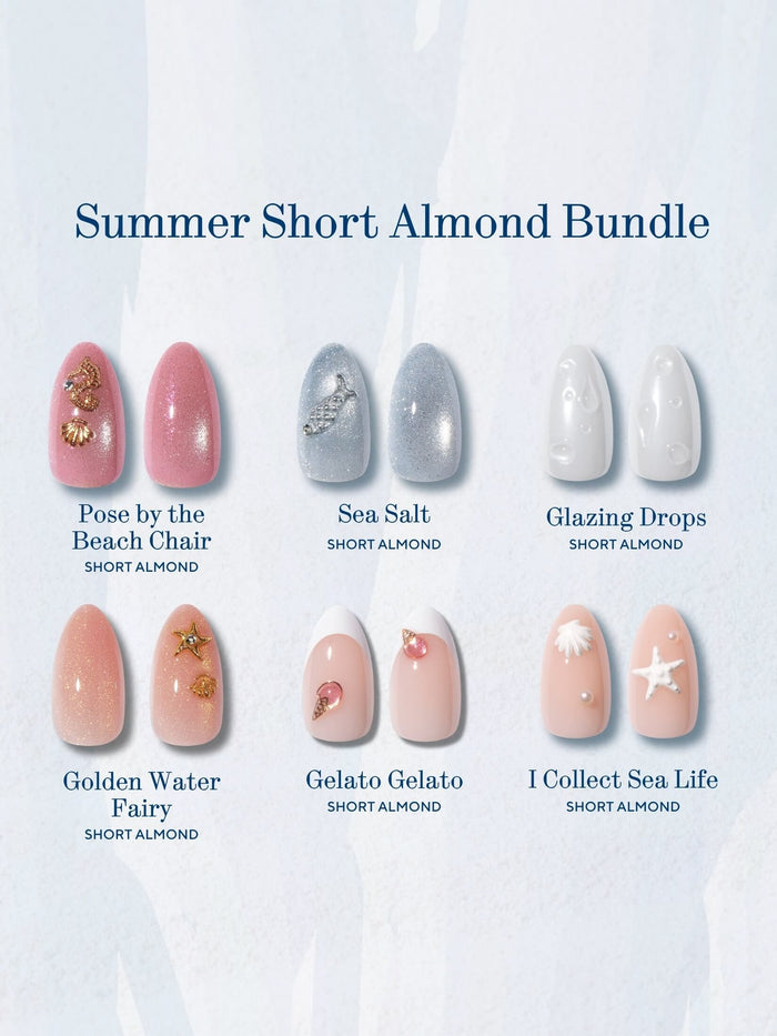 Nail art design bundle with various styles on a light blue background
