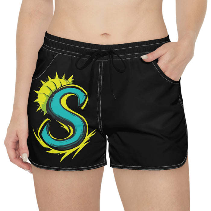 Sun S Logo Women's Casual Shorts — Black Athletic Beachwear