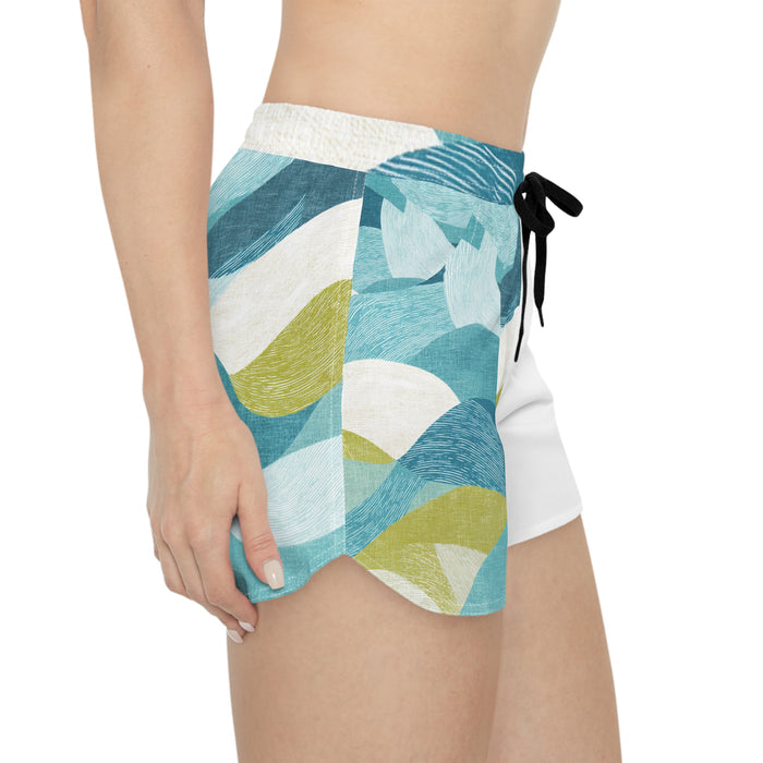 Surf Wave Women's Casual Shorts — Coastal AOP Running & Beach Shorts