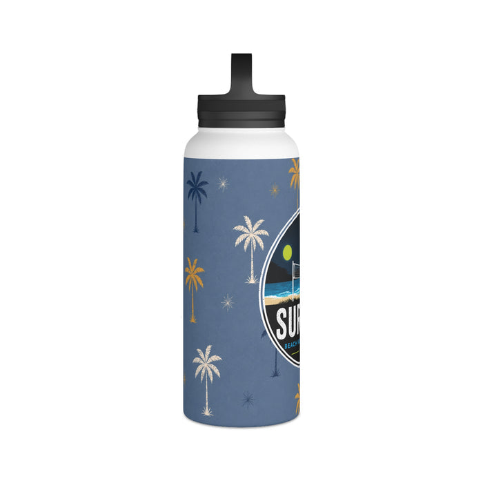 Surface Beach Volleyball Club Stainless Steel Water Bottle — Palm Tree Design