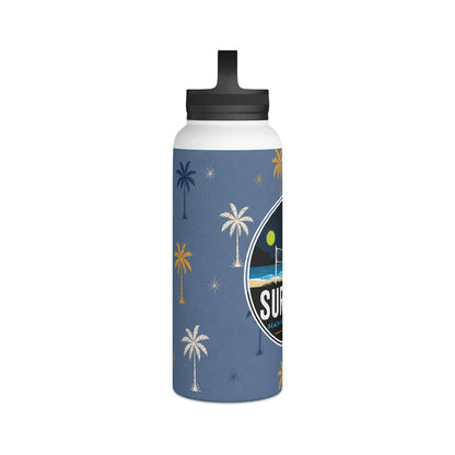 Surface Beach Volleyball Club Stainless Steel Water Bottle — Palm Tree Design