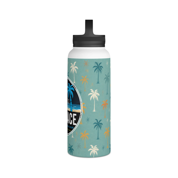 Surface Beach Volleyball Club Stainless Steel Water Bottle — Tropical Palm Handle Lid