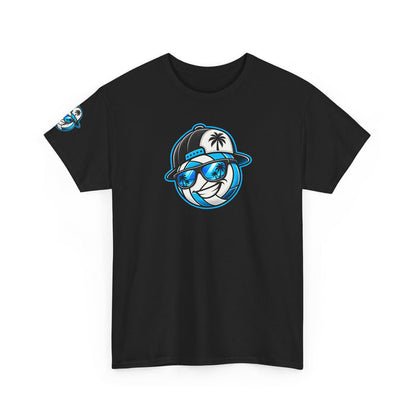 Surface Beach Volleyball Tee — Retro Smiley Palm Hat Graphic T-Shirt