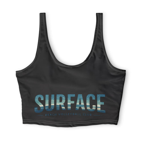 Surface Graphic Sports Bra — Ocean Text Print Crop Top