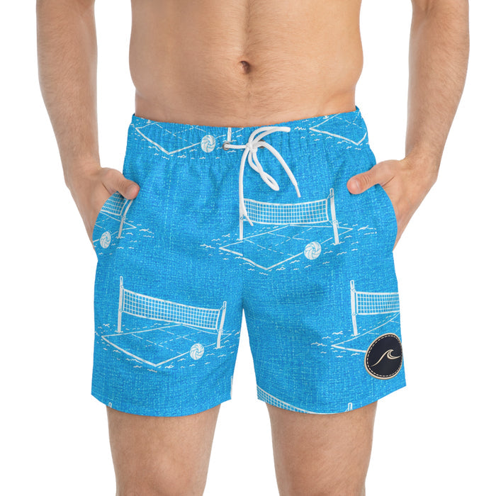 Surfache Beach Volleyball Swim Trunks – Blue Court Print AOP Shorts