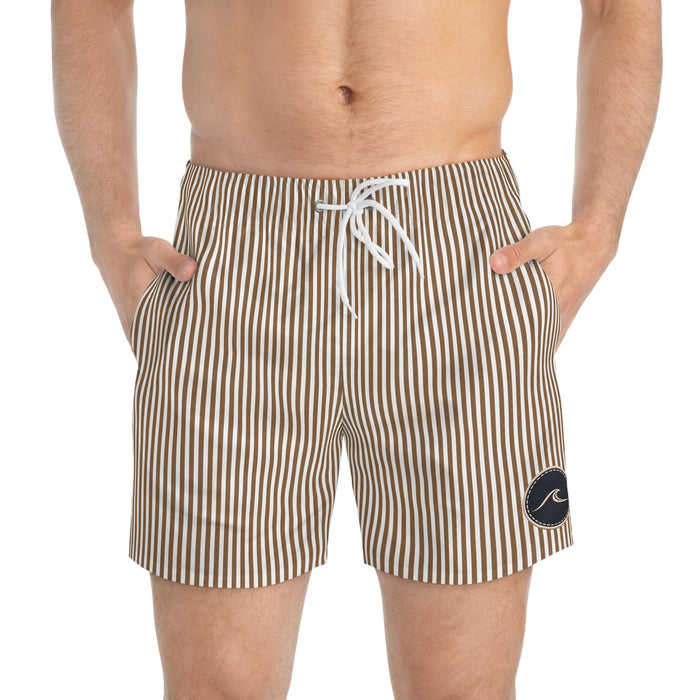 Surfache Cuba Libre Slim Cabana Swim Trunks – Lightweight Beach Shorts with Wave Patch